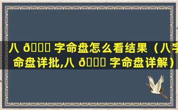 八 🐎 字命盘怎么看结果（八字命盘详批,八 🐞 字命盘详解）